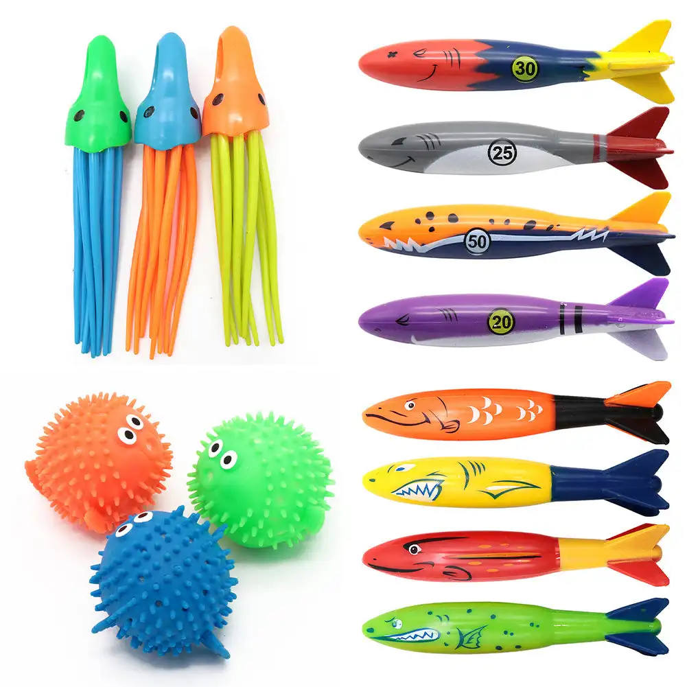 Children's Pool Diving Toy Submersible Torpedo Treasure Hunt Water Toy Swimming Training Tool Summer Outdoor Water Gift Set