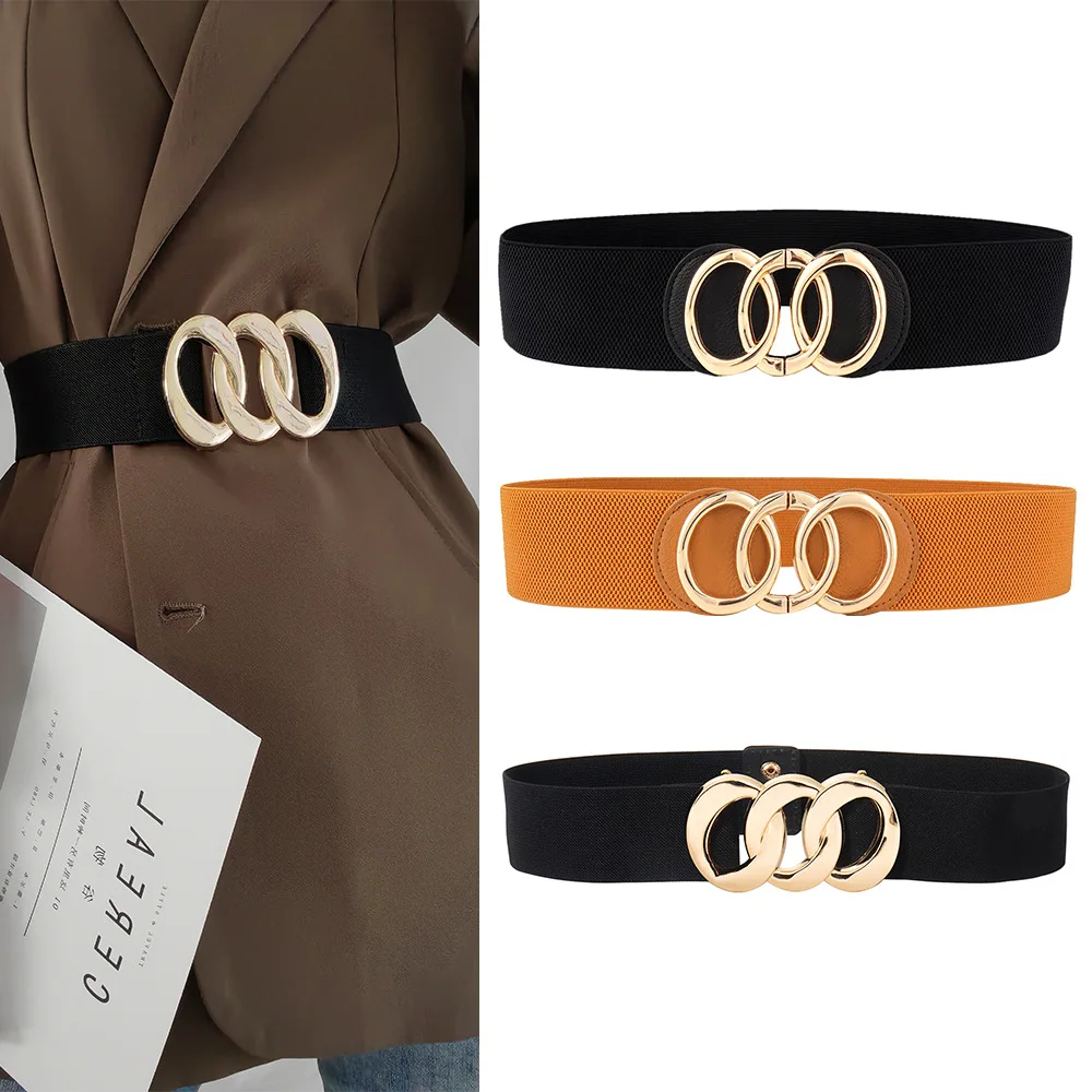 

New Everyday Versatile Women's Belt Fashionable Decoration Gold Ring Waist Seal High Elasticity Dress Sweater Accessories