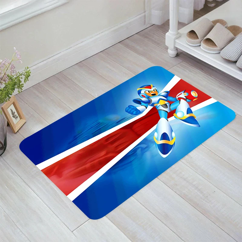 Rockman Game Mega Man Floor Mat Room Mats Home Balcony Kitchen Carpet Doormat Entrance Door Rugs Carpets Foot Rug Bathroom Bath