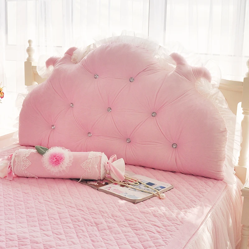 Korean version autumn and winter plush bedside cushion large backrest double tatami princess bed long pillow