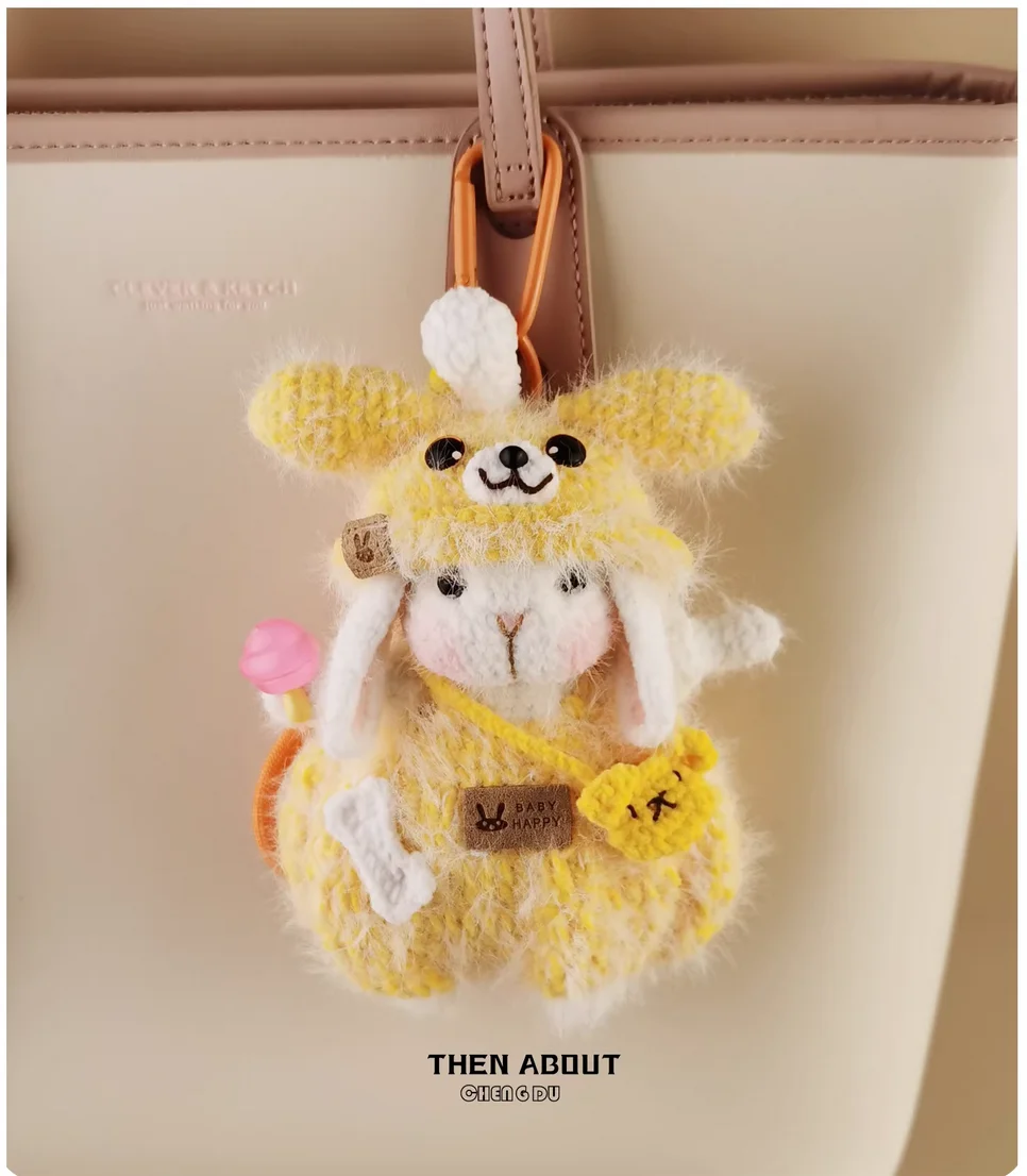 Cute pudding candy rabbit doll bag pendant pendant backpack pendant high sense gift.