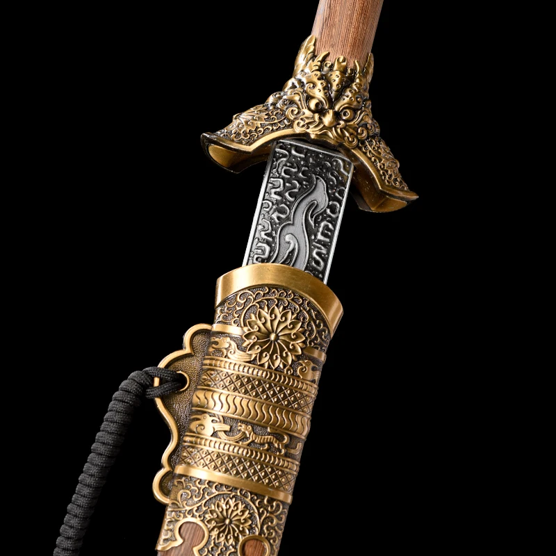 وظيفية الصينية العامة جيان السيف 1060 شفرة فولاذية حقيقي اليدوية كامل تانغ حاد جاهز للتدريب سلاح التنين كاتاناس