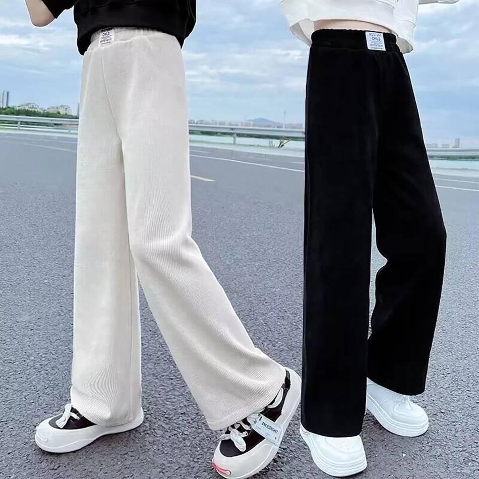 

Girls Wide Leg Pants New Spring and Autumn Trendy Children's Corduroy Casual Straight Leg Pants Girls Trend Slimming Long Pants