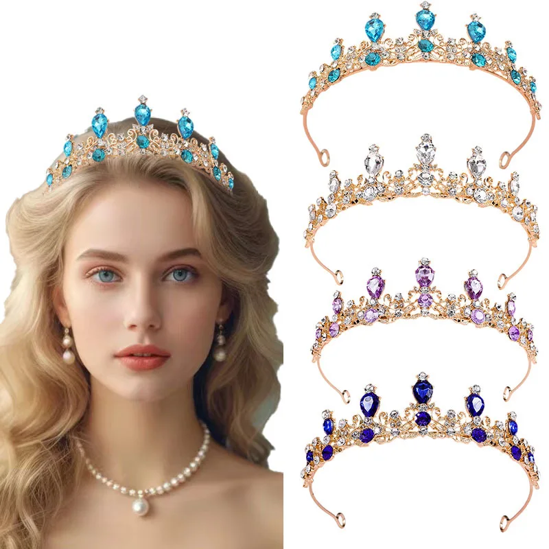 

1pcs Colorful Elegant Crystal Rhinestone Tiara Crown Women Girls Princess Bridal Wedding Party Hair Jewelry