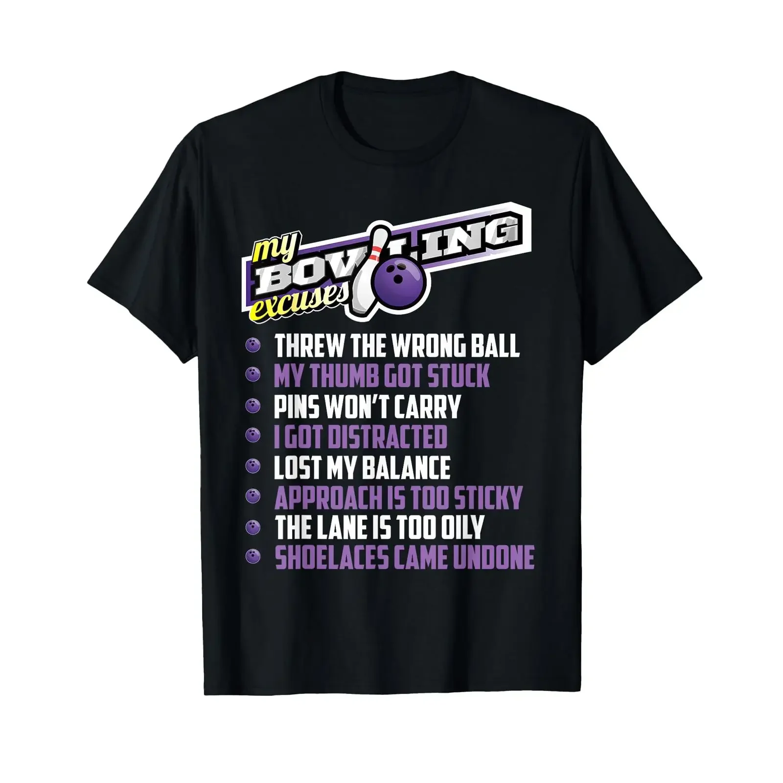 Bowling Excuses T Shirt vintage Washed Stylish Slightly Comfortable Breathable Soft graphic streetwear Versatile homme