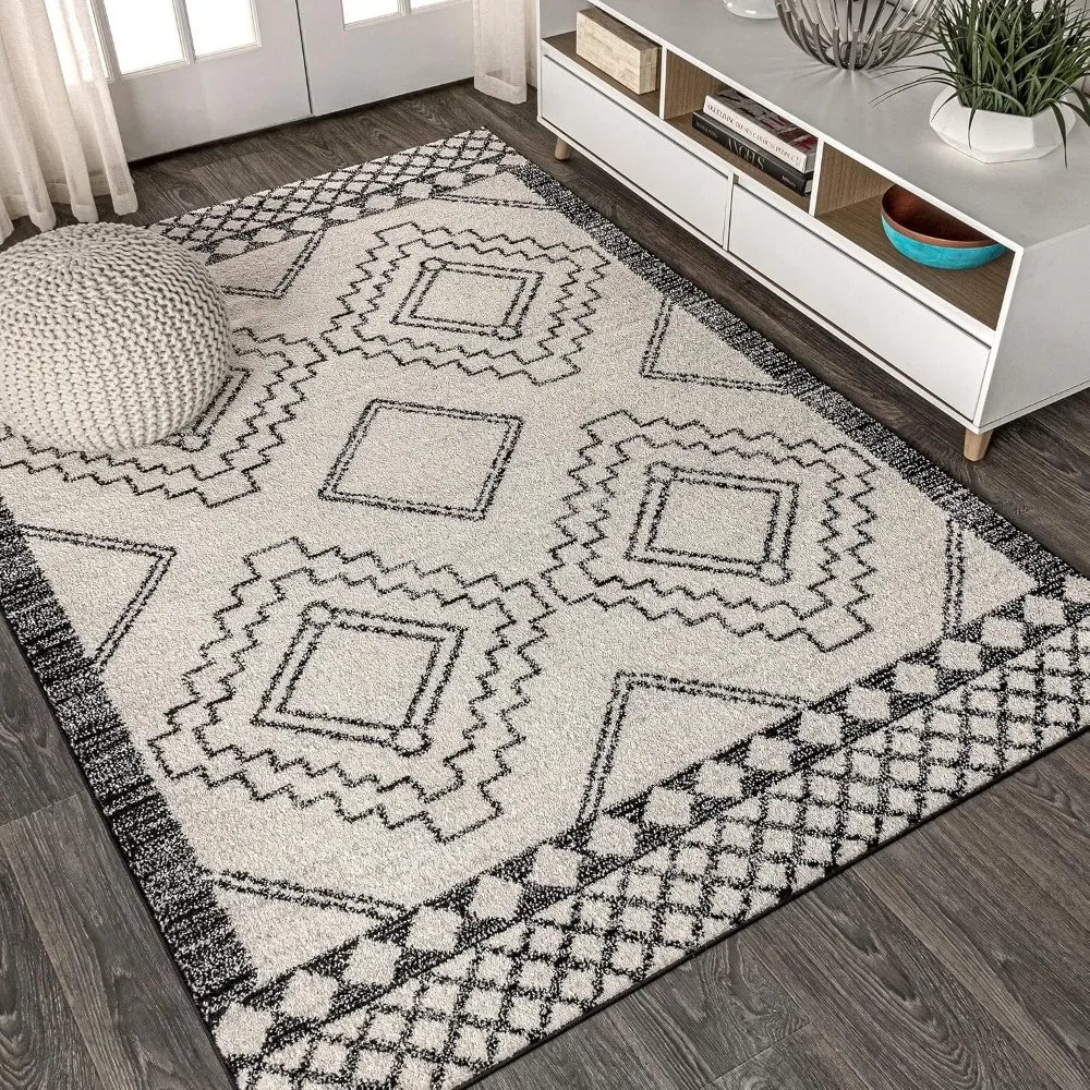 Carpet,Bohemian style geometric pattern living room carpet, easy to clean and durable carpet that won't fall off,