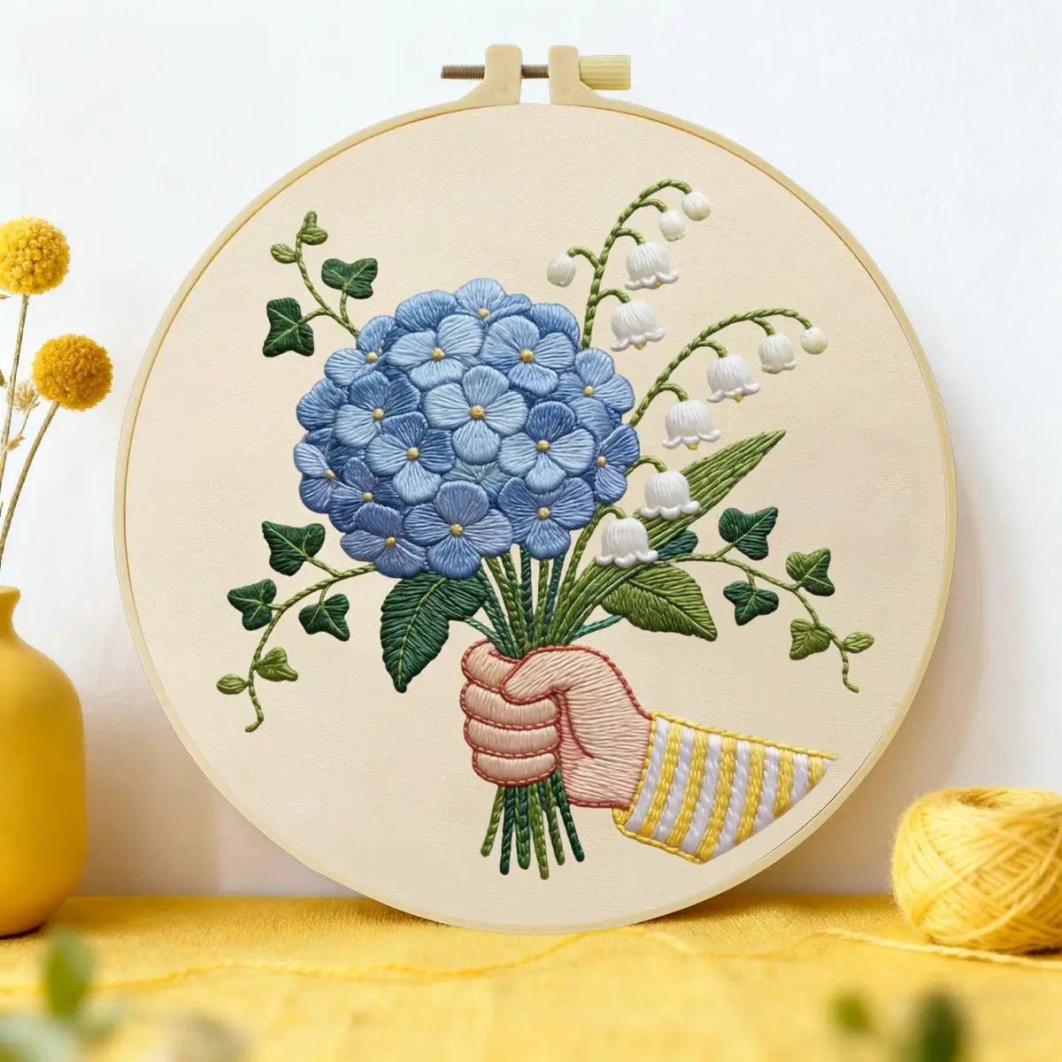 1 Stück 20X20CM/15X15CM 7,87/6,3 Zoll Fußball-Blumen-Stickerei-Starter-Kit DIY-Stickerei-Set Handarbeiten Malerei – Detail 1