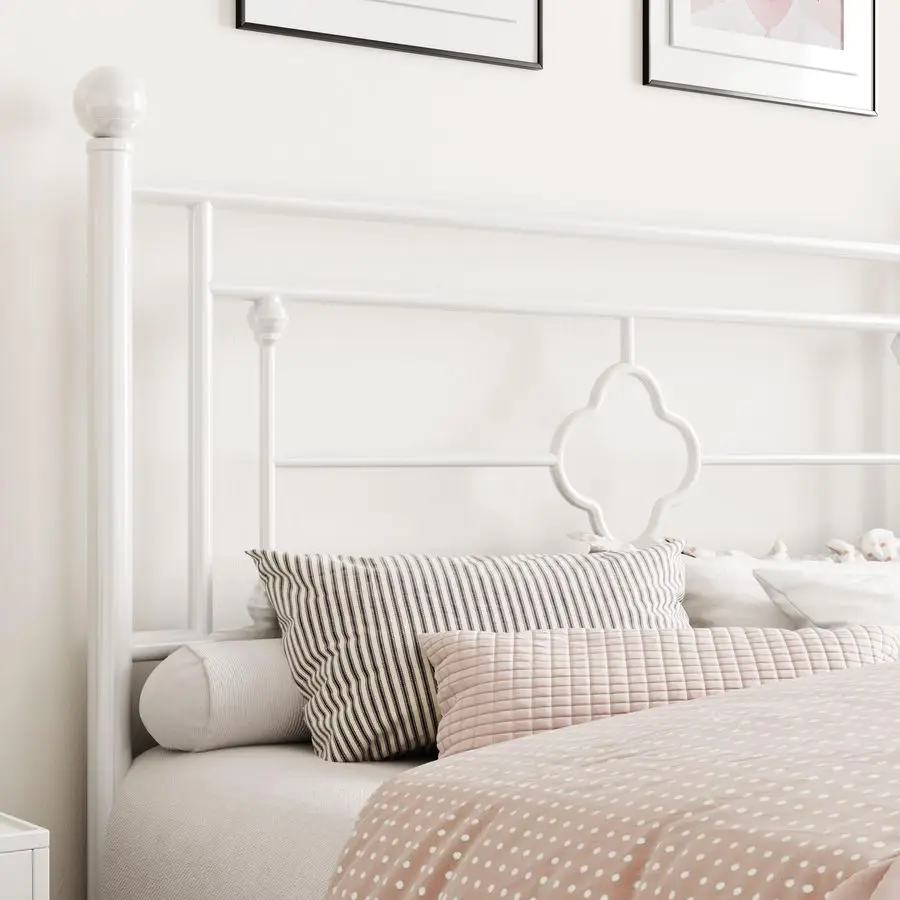 CERLIN 14인치 풀 사이즈 메탈 플랫폼 침대 프레임 빈티지 아이언아트 헤드보드 및 풋보드 매트리스 받침대 수납용