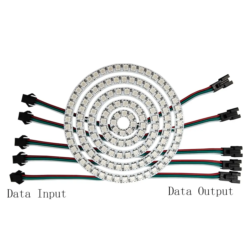 WS2812B LED RGB الدائري 8/16/24/35/45 المصابيح WS2812 WS2811 5050 RGB LED + سائق متكامل وحدة RGB LED عنونة بشكل فردي