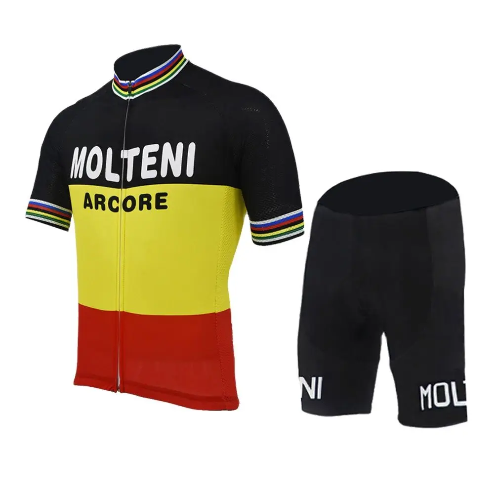 Belgium Cycling Jersey Sets Molteni Men Bib Shorts Cycling Tops Mtb Ropa Ciclismo Bike Wear Clothing Short Sleeve Cajastur