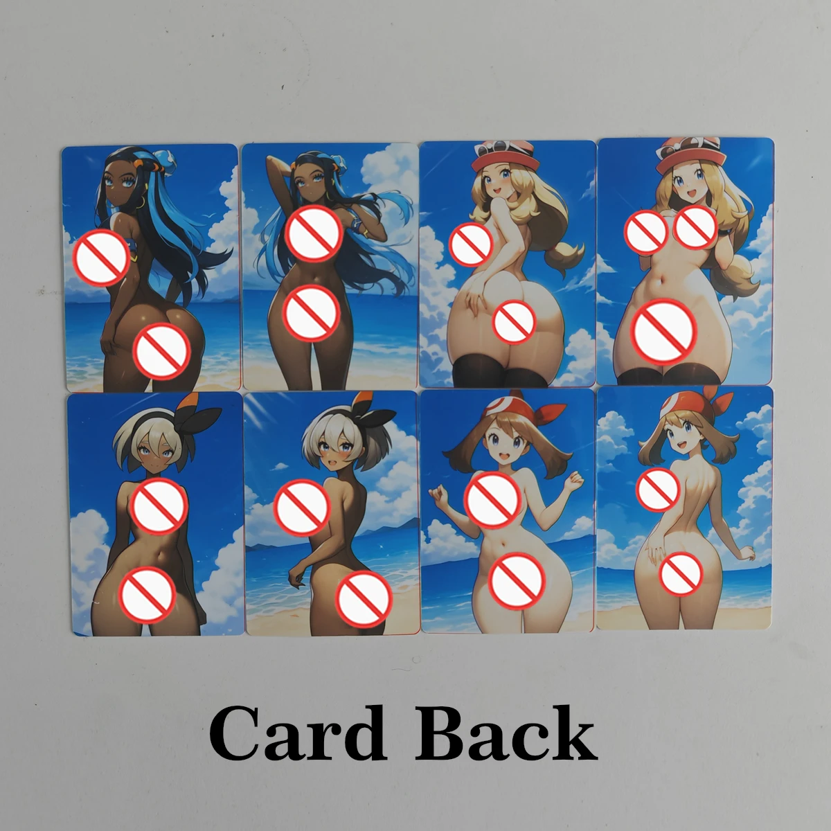 8pcs/set PTCG Sexy Trainer Cards Pocket Monsters Bikini Nessa Mosaic-free HD Matte DIY Card Boy Animation Collection Card