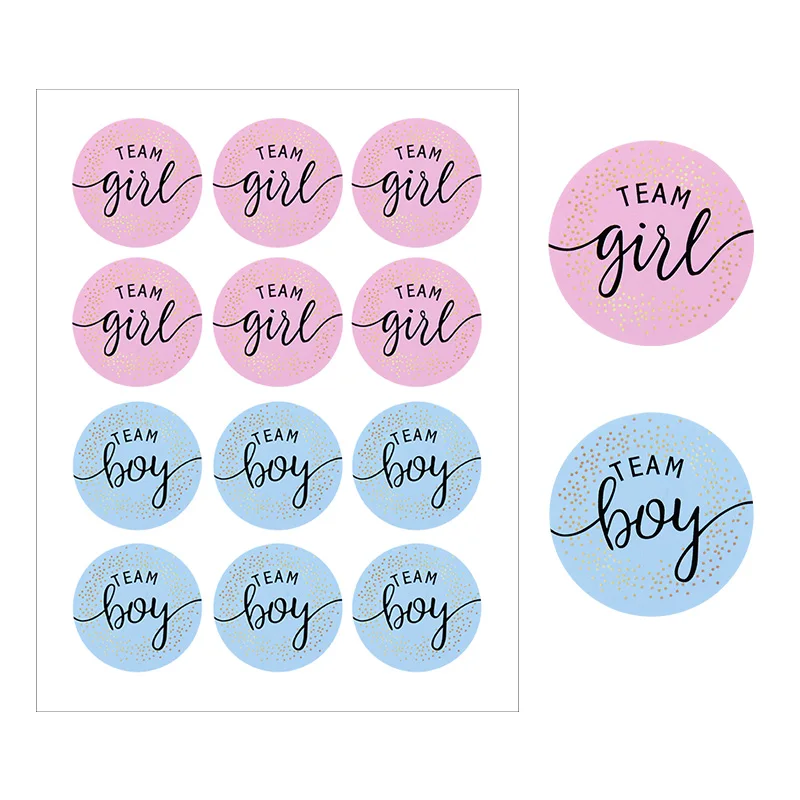 120pcs Gender Reveal Stickers for Party Invitations and Voting Games Team Boy Team Girl Labels Sticker Baby Shower Reveal Party