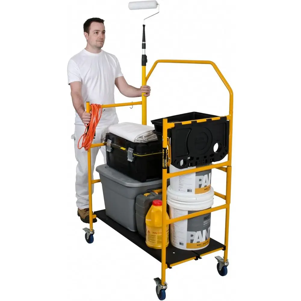 Adjustable Rolling Scaffold Platform with 4-Inch Locking Casters for Construction and Home Improvement