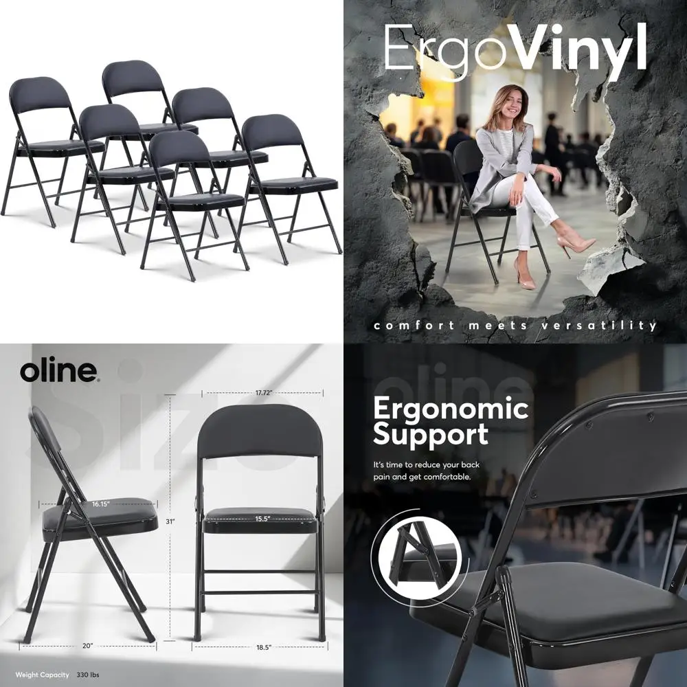 Stackable Padded Vinyl Folding Chairs with Metal Frame for Indoor and Outdoor Use - Durable, Comfortable Guest Seating Options