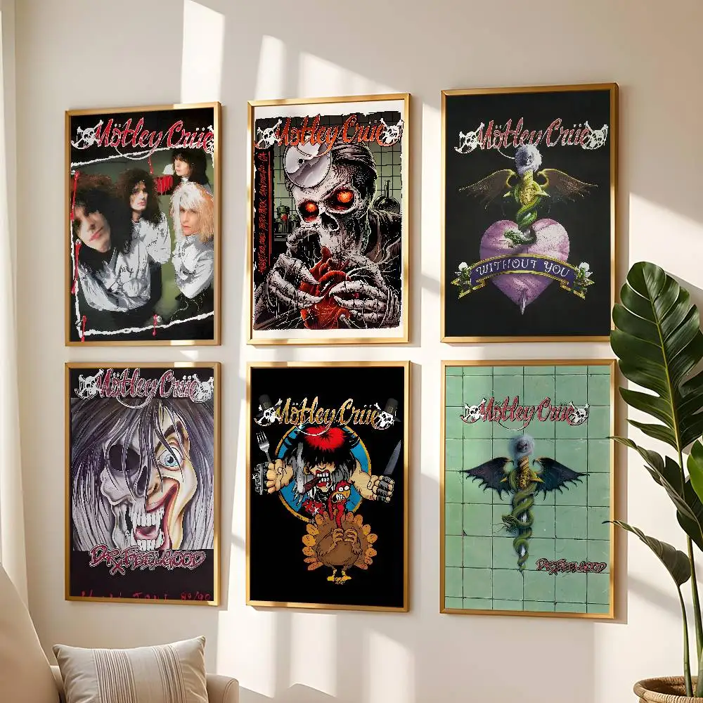 شعبية الفرقة M-Motley C-Crues ملصق ذاتية اللصق جدار الفن زينة غرفة ديكور HD بدون إطار