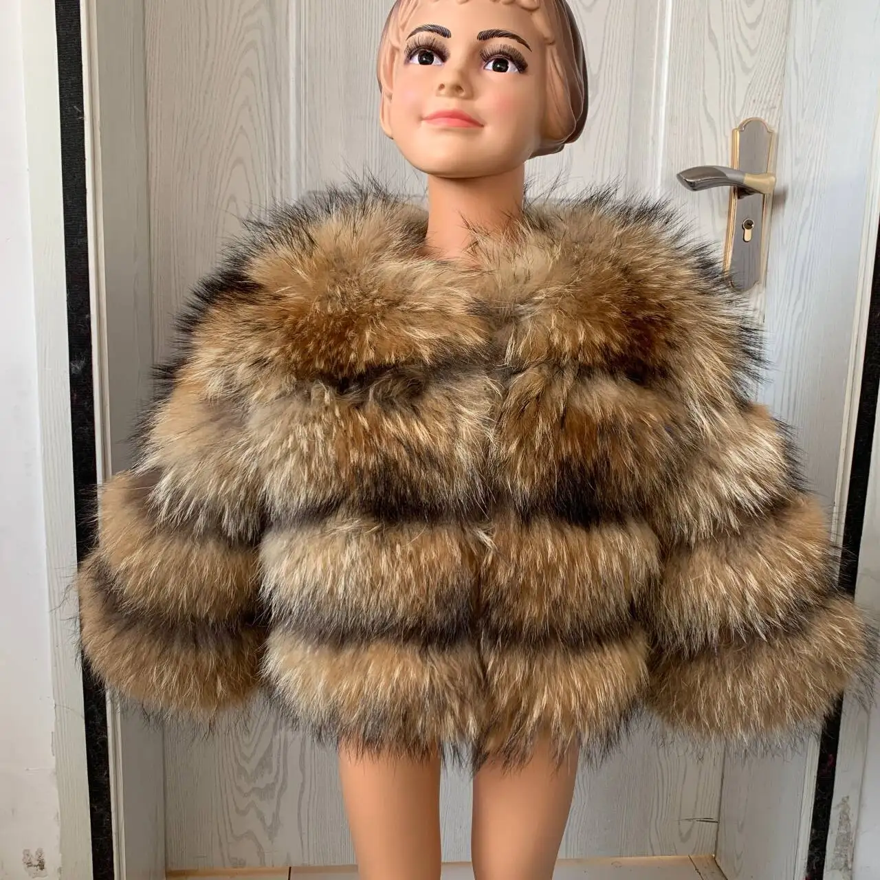 Children's Fox Fur Coat 100% Real Fox Fur Autumn and Winter Fluffy Raccoon Children's Fur Coat Available in Multiple Colors