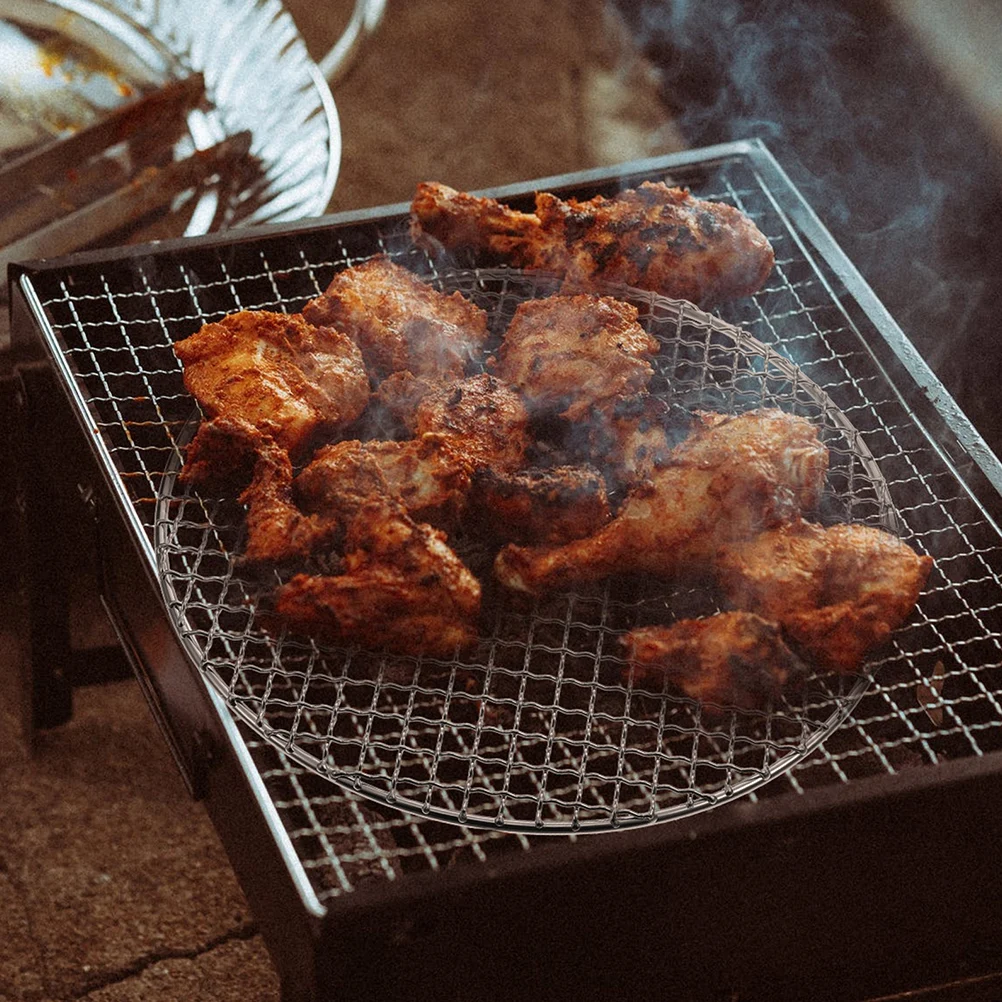 

Round BBQ Grilling Mesh Portable Wire Net for Outdoor Enthusiasts High Temp Resistant Non Stick Lightweight Stable Durable Prime