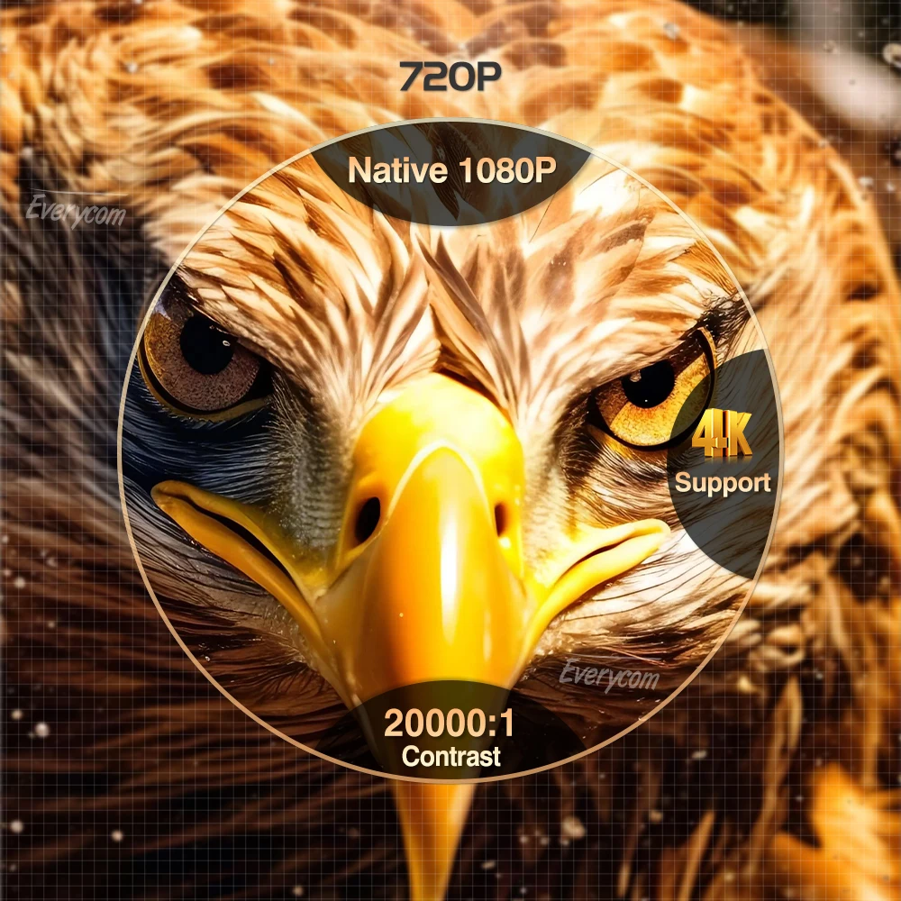 جهاز عرض Everycom HQ10W 1080P 4K فيديو فيلم ذكي واي فاي أجهزة عرض تلفزيونية Netflix معتمدة عالية السطوع للمسرح المنزلي متعاطي المخدرات