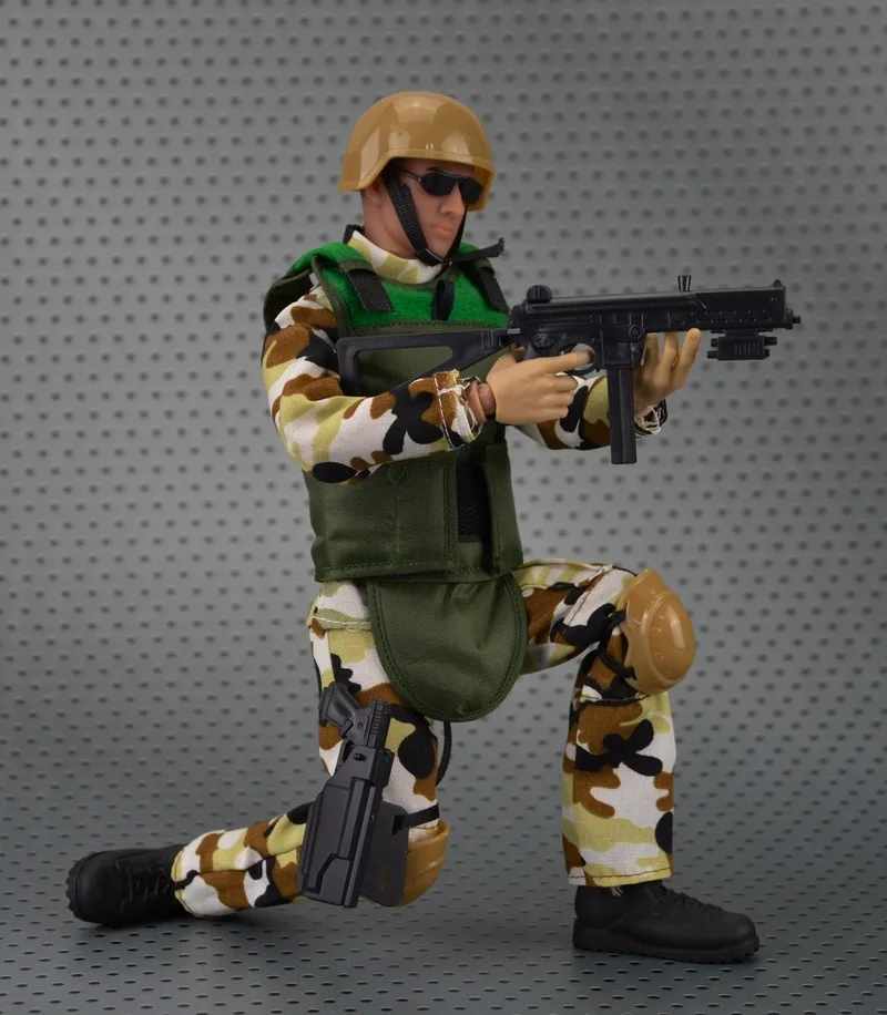 Modelo de juguete de policía de soldado de simulación 1:6, muñeca de camuflaje de 30cm, figuras de modelo militar, adornos decorativos de escritorio, regalos para niños