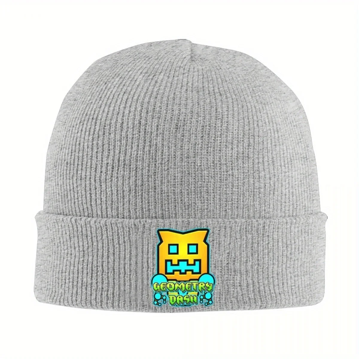 Game Geometry Dash Music Knitted Caps Women's Men's Skullies Beanies Autumn Winter Hats Acrylic Geometric Dash Warm Caps
