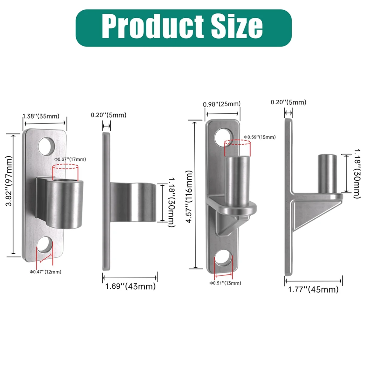 

Петли для ворот A002, петли для ворот из нержавеющей стали 304, цельный сверхмощный штифт 5/8 дюйма, для фермерских ворот, несущая нагрузка до 600 фунтов