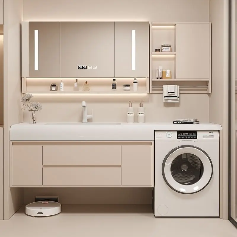 

Washing machine integrated rock slab seamless bathroom washbasin cabinet washbasin washbasin