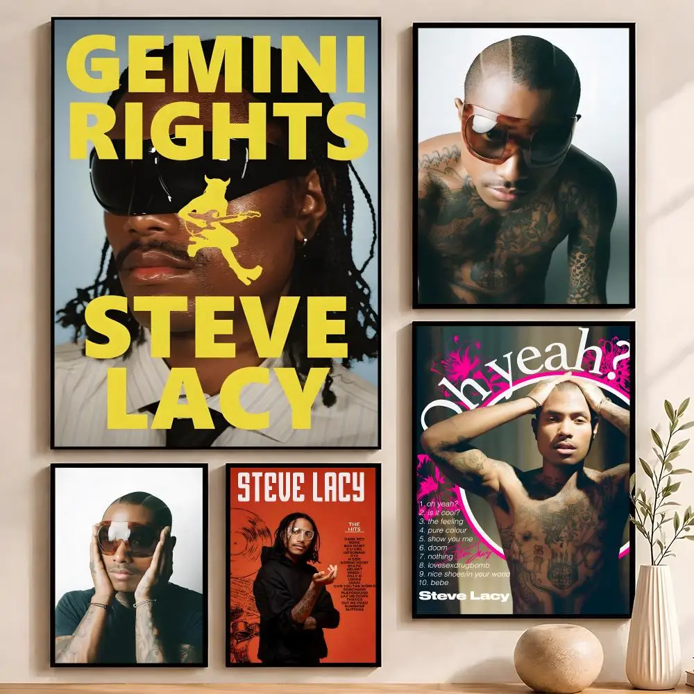 Music Steve Lacy Poster Self‑Adhesive Waterproof PP Poster Coffee House Bar Wall Art Sticker Room Home Decor
