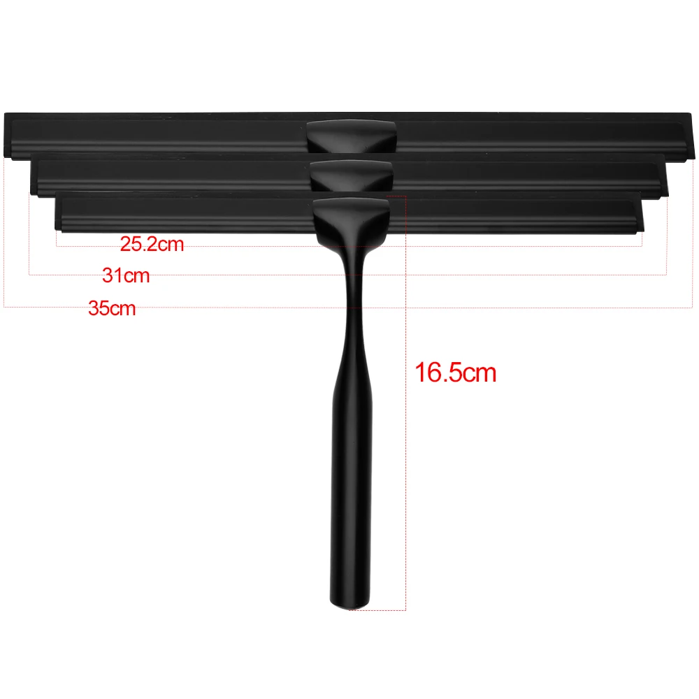 Black Rubber Scrape Silicone Shower Cleaner Stainless Steel Squeegee 10\'\' 12\'\' 14\'\' INCH Bathroom Kitchen Household Car Window