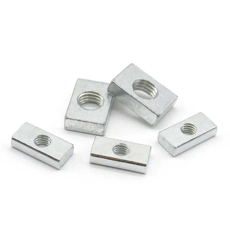 10/ 50pcs Square Nut M3 M4 M5 M6 M8 Zinc-Plated Carbon Steel Thin Rectangular Nuts Slider Block for Aluminum Profile Accessory