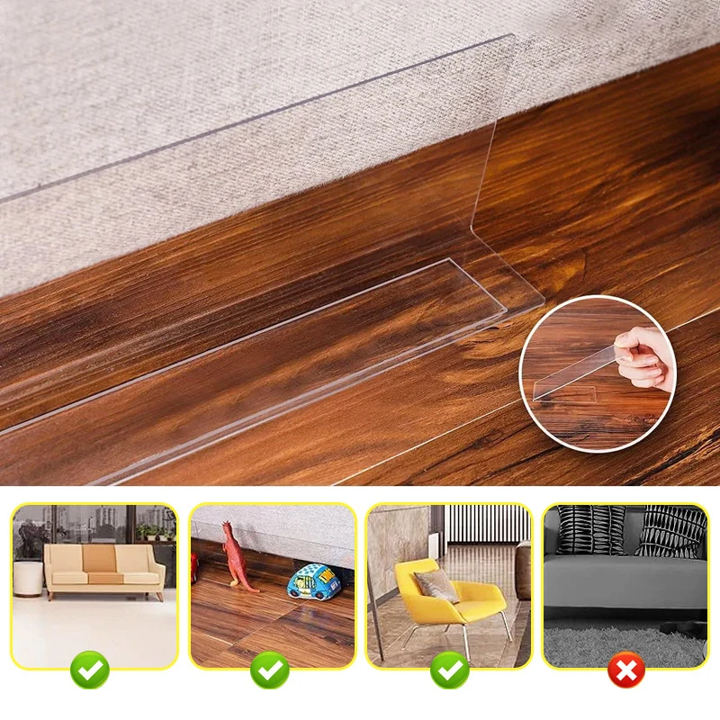 Under Couch Blocker Clear Waterproof PVC Toy Blockers Bed Bottom For Gap Bumper Guards Furniture Pet Baffle Board