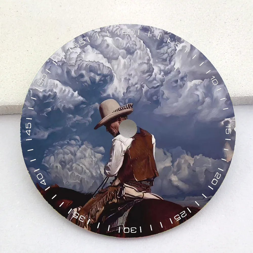 NH35 dial watch parts replacement accessories 28.5mm dial Western denim silk screen dial NH35 watch dial  Watch Face