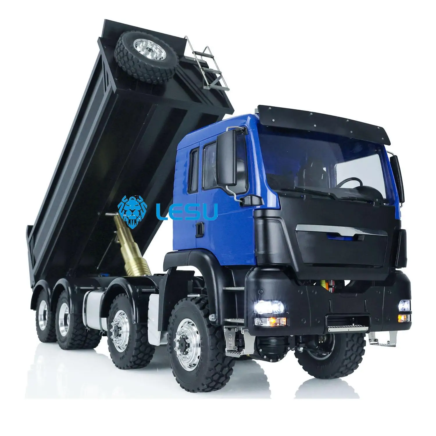 LESU 1/14 Cnc Metal Hydraulic RC Dumper Truck 8X8 Remote Control Tipper Cars Outdoor RC Heavy Machine Toys THZH1403