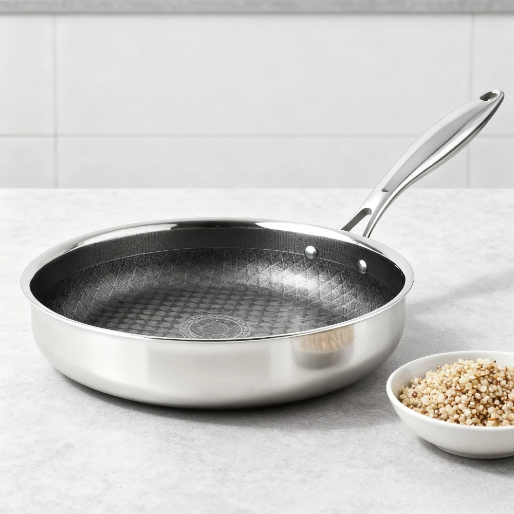 

18/22/26cm Frying Pan Honeycomb Nonstick Frying Pan Uncoated Scratch Resistant Household Steak Egg Frying Pan Heats Evenly