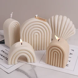 DIY Silicone Candle Mold Art Geometric Rainbow Arch Scented Candle Making Resin Molds Handmade Craft Soy Wax Mould Home Decor