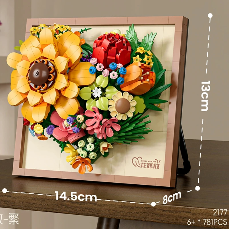 لتقوم بها بنفسك ثلاثية الأبعاد الورد الشهير الأبدي الخالد الزهور المجففة اللوحة إطار صور الفن الحامل معرض بنة نموذج الطوب مجموعات لعبة #5