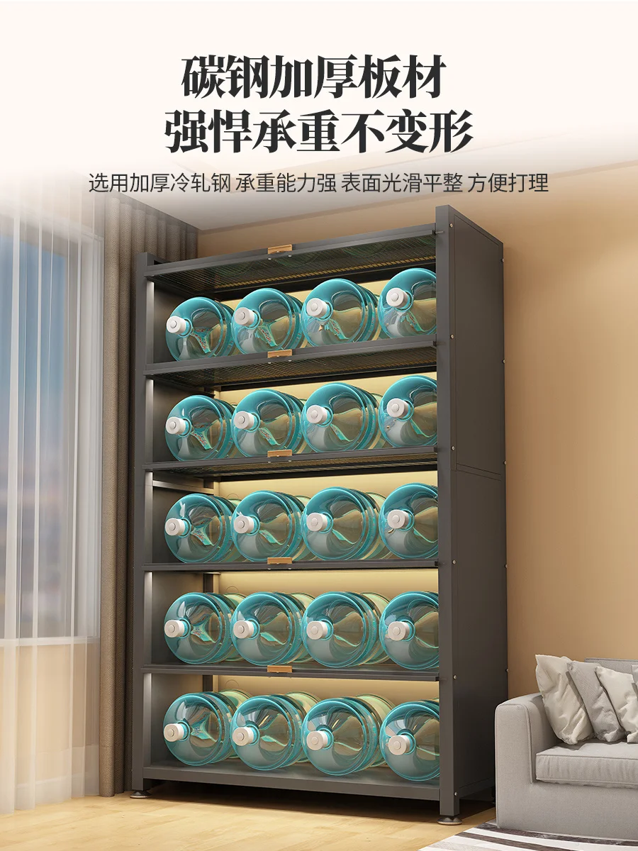 Household Storage Cabinet Steel Locker Bedroom Bookcase Living Room Balcony Floor to Floor Multi-layer Door Locker Iron Cabinet