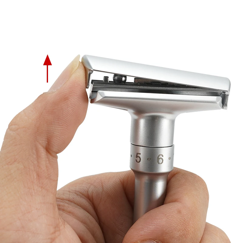 Adjustable Safety Razor Double Edge Classic Mens Shaving Mild to Aggressive 1-6 File Hair Removal Shaver it with 5 Blades