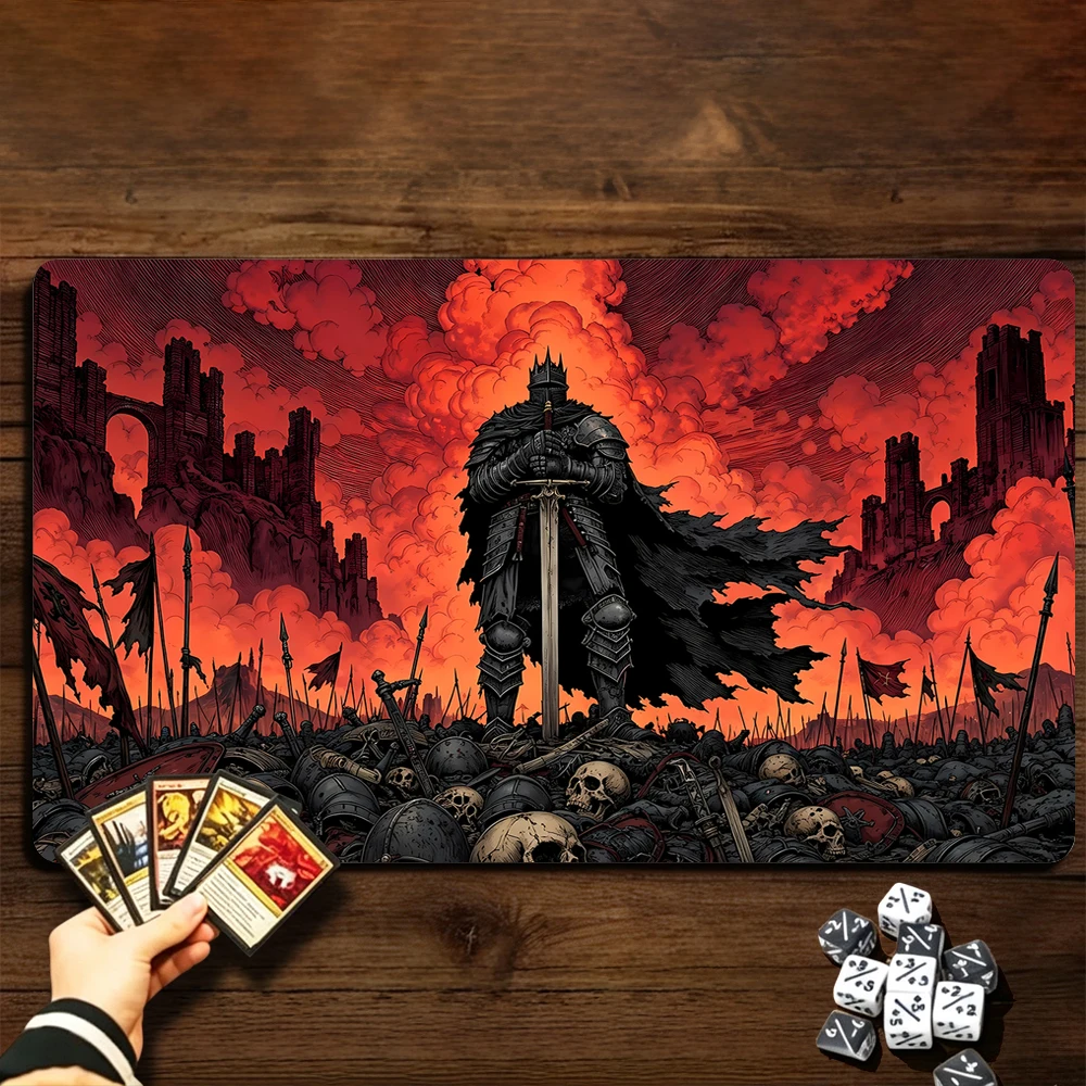 Domineering Knight TCG Playmat Magic Playmat Gathering Gaming Mat with Stitched Edge Anti-slip base 60X35cm Trading Card Game