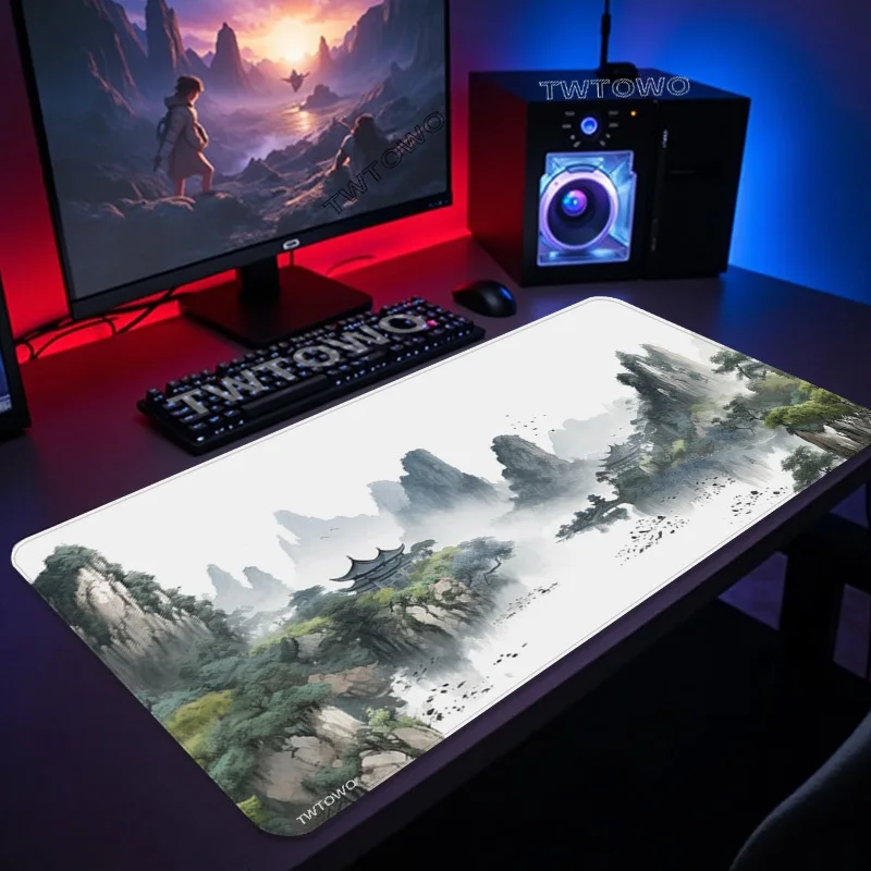 Mouse Pad Ink Landscape Painting Gamer XL Custom New Mousepad XXL Mechanical Keyboard Pad Soft Carpet Natural Rubber Mouse Mats