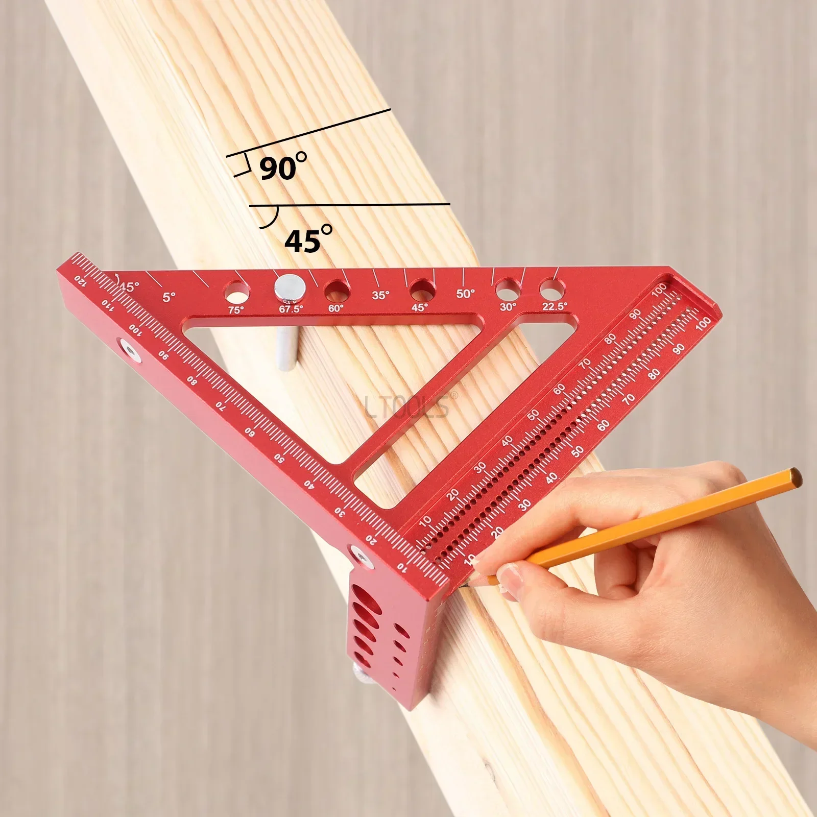 Multi-Angle Measuring Ruler Woodworking Square Measuring Ruler with Angle Pin Small Framing Square Tool Drawing Liner Scriber