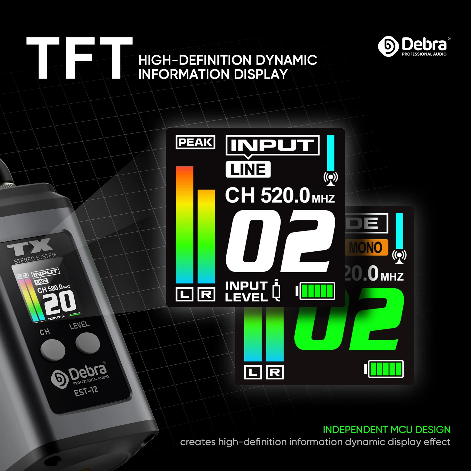 sistema-di-monitoraggio-in-ear-wireless-debra-est-12-uhf-560-590mhz-a-doppio-canale-iem-con-distanza-di-trasmissione-di-80m-per-performance-di-band