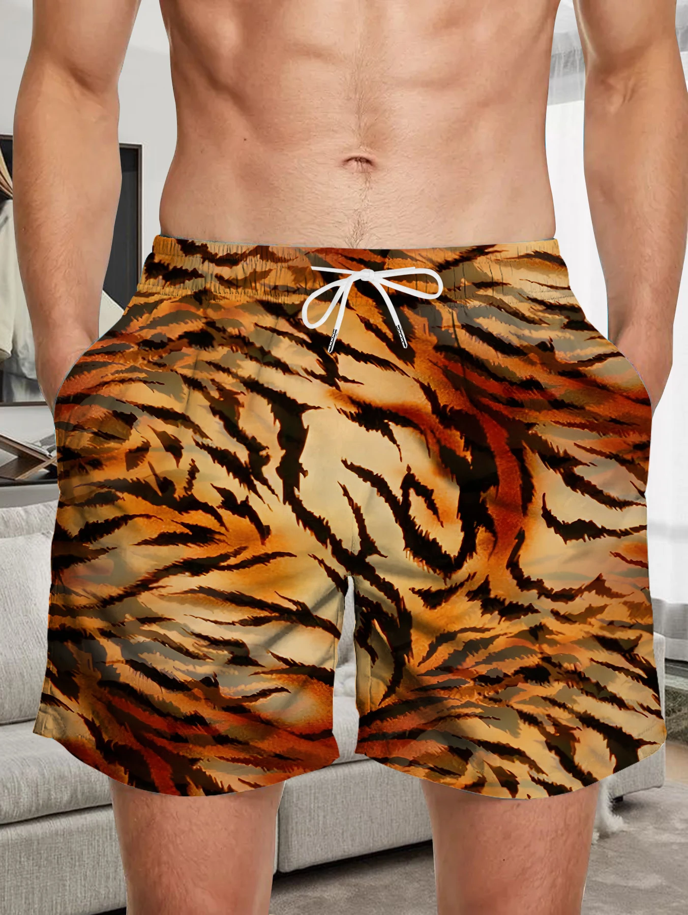 

Fashion Digital Full Print Beach Pants Men Lightweight Quick Dry Casual Shorts