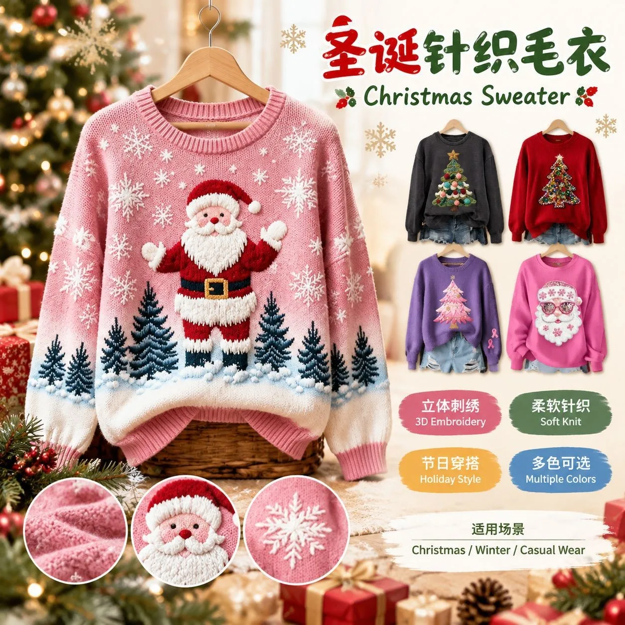 Round Neck Top Long Sleeve Regular Fit Streetwear with Style 3D Effect Pattern Individual Streetwear Autumn Women Sweater