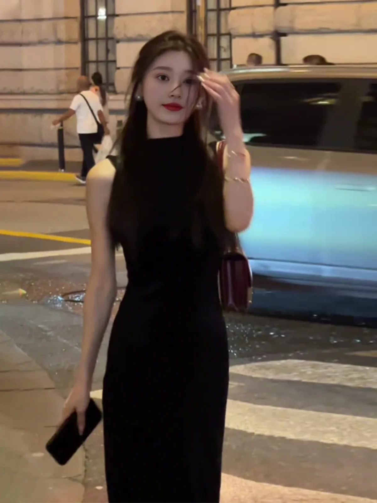 

Ele Bla Knitted Svel Dr Hepburn Sle Luxury mat High Waist Long Skirt for Wedding Date Cany Par P...