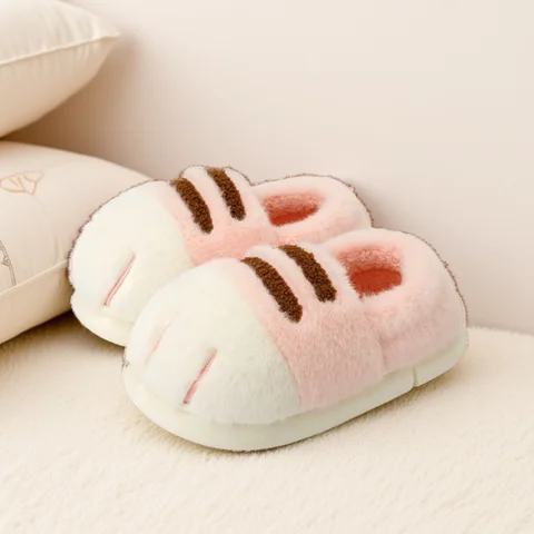 Winter Warm Slipper Women Home Fuzzy Cat Paw Claw Fur Plush Indoor Lazy Female Thermal Furry House Shoe Funny Flat flip flop