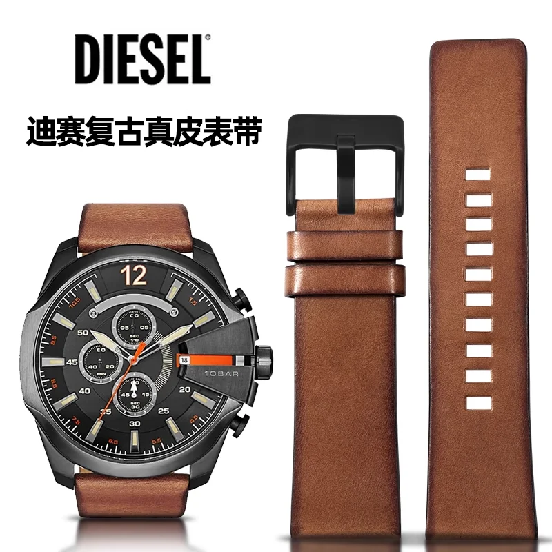 Ремешок из натуральной кожи для Diesel Dz7406 Dz7408 Dz4476 Dz4343, ремешок для часов из воловьей кожи, браслет, аксессуары 22 24 мм 26 мм