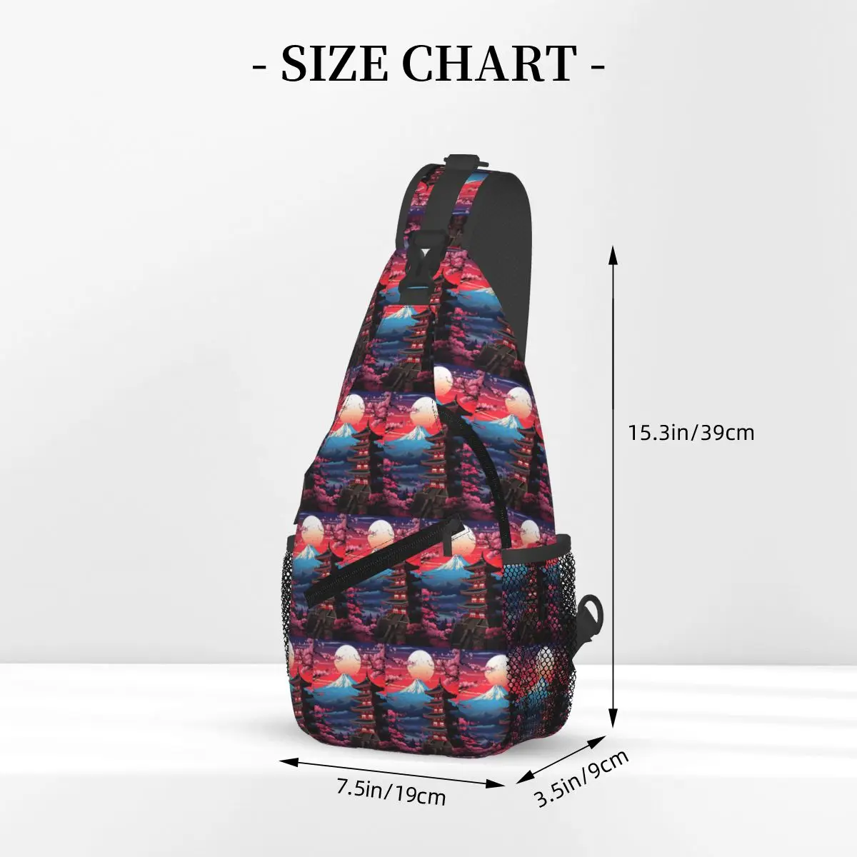 Japan Sakura Cherry Blossoms With A Red Rising Sun Chest Bag Men Sling Crossbody Backpack Chest Bag Hiking Daypack Shoulder Bag