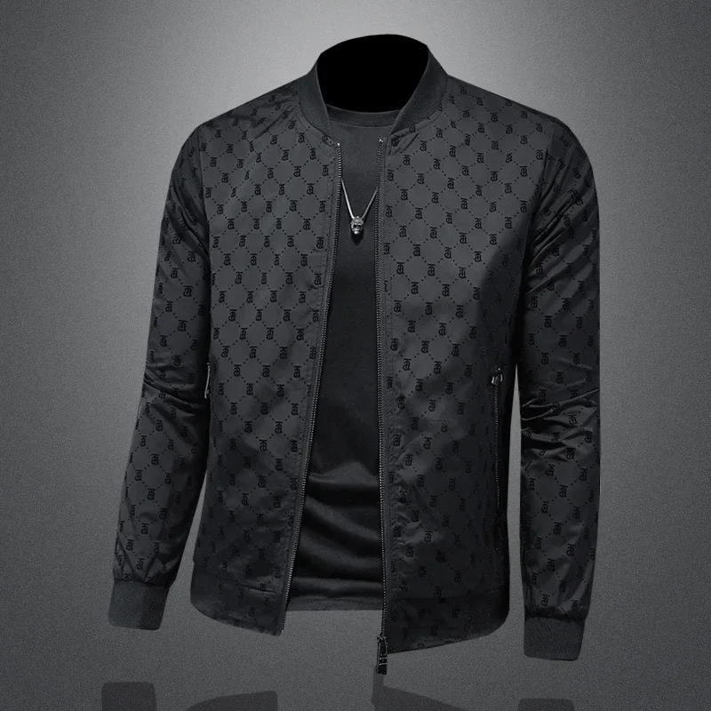 Brand handsome men's slim fit thin jacket, high-quality baseball uniform, casual personalized jacket, fashionable zipper top