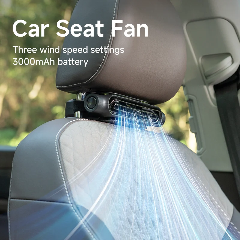 Dual-turbine Car Fan USB Rechargeable Car Cooling Fan with Hidden Design Ideal for Pet Cooling Quiet Operation Suitable for Kids