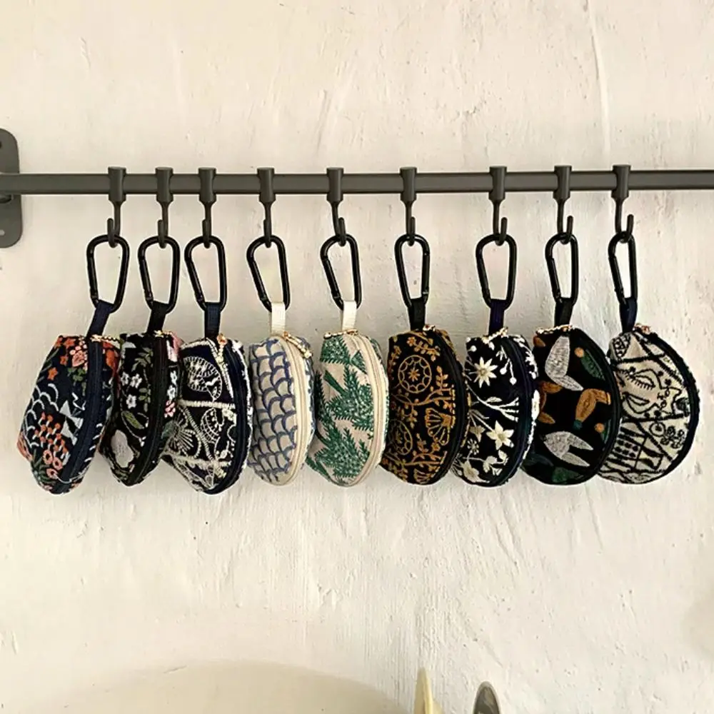 بسيطة لطيف التطريز حقيبة التخزين زهرة الكورية نمط العرقية نمط محفظة نسائية للعملات المعدنية سستة الحقيبة القطن الكتان سماعة حقيبة حقيبة مفاتيح #4